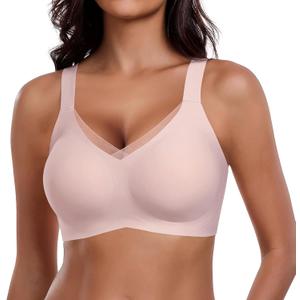 Jelly Bras for Women Push Up Bra for Women Seamless Bras No Show Comfort Full Coverage Push Up Wireless T Shirt Bra, M