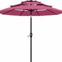 10FT Patio Umbrella 3 Tiers Outdoor Market Umbrella w/Push Button Tilt, Crank, UV and Waterproof Table Umbrella for Garden, Pool, Backyard, Deck, Lawn, Rose Pink