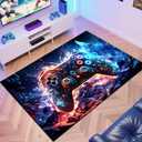 Gaming Area Rug Teen Boys Carpet, Colorful Gamepad Background Game Controller Design for Game Room, Boys Girls Bedroom Playroom, Living Room (Crystal Cave, 63" x 47") (3'11" x 5'3" (Rectangular))