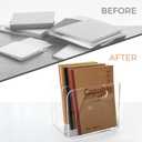 Clear Acrylic Organizers - 3 Vertical Compartments Acrylic Folder Organizer & File Organizer, Desk Document Storage Bins for Magazines, Binders - Multipurpose Home Office Desk Organizer (B5, 3 Sections)