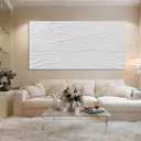 GAIDUOMAI Large Abstract Wall Decor White Line Wall Art Textured Minimalist Poster Contemporary Wall Painting for Living Room Office Bedroom 29"x 58" Hallway Decor
