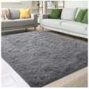 Soft Fluffy 8ftx10ft Gray Area Rug for Stylish Living