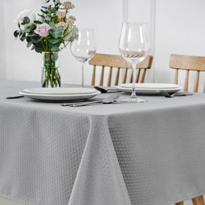 maxmill Rectangle Tablecloth Weaved Texture Design Water Resistant Wrinkle Free Spill-Proof, Soft Table Cloth for Dining Room Decoration, Banquet Parties Holiday Dinner, 52 x 84 Inch Light Grey