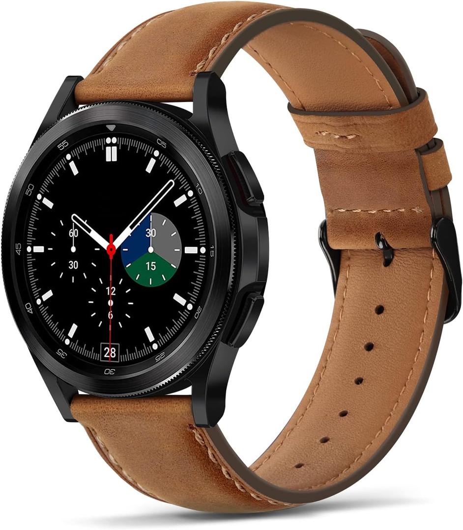 Tasikar 22mm Leather Bands Compatible with Samsung Galaxy Watch 3 45mm Band, Premium Genuine Leather Replacement Bracelet Strap Compatible with Galaxy Watch 46mm, 22mm, Brown