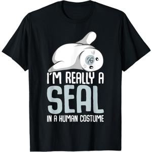 Seal Costume Sea Lion Seals Girls Boys Women T-Shirt, size Large