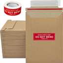 100 Pack 5x6.9" Cardboard Envelopes, Thin Photo Mailers Shipping Envelope for Trading Cards with "DO NOT BEND" Labels, Small Self Seal Document Envelope - Kraft