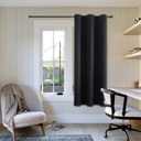 ChrisDowa Small Window Curtains 40 inches Long for Bedroom - Grommet Short Thermal Insulated Room Darkening Curtains for Kitchen (1 Panel, Black, 29 x 40 Inch)