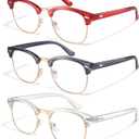 racico Blue Light Glasses for Men & Women - Mixed Material + Metal Frames with UV Protection Coating (Tea/Grey/Clear)