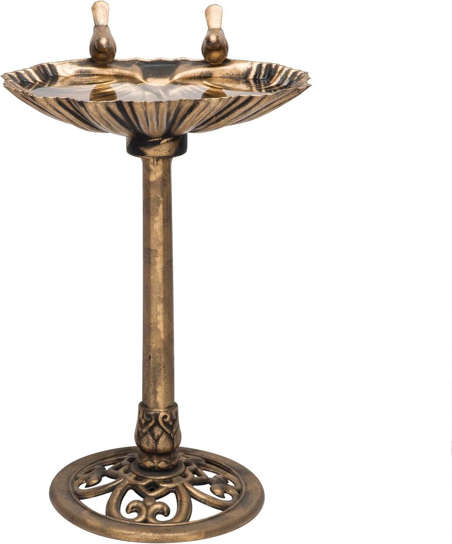 Alpine Corporation 31" Tall Outdoor Vintage Birdbath with Bird Figurines Yard Statue