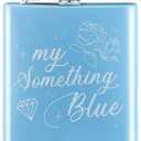 Tanlade Bride Flask 6 oz My Something Blue Gift for Bride Funny Blue Liquor Alcohol Flask with Powder Coated for Bachelorette Wedding Party Supplies