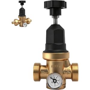 Upgraded 3/4" Water Pressure Regulator, FNPT Double Union, Polymer, Visual Pressure Gauge, 1070 PSI, Precise Adjustment, One-stop Water Solution, For Residential or Commercial Premises