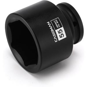 CASOMAN 3/4"Drive x 55mm Shallow Impact Socket, Jumbo Impact Socket, Metric, 6-Point, CR-MO, Black Phosphate Finish