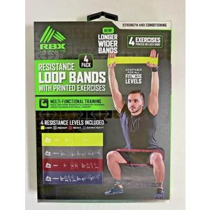 RBX LIVE LIFE ACTIVE LOOPED LATEX RESISTANCE BANDS 4 Pack