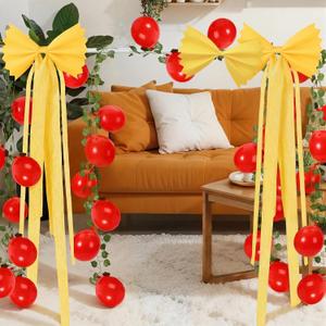 Gueevin Pasta Party Decorations Kit DIY Spaghetti Birthday Decorations Include 6 Pcs Bubble Cotton Bows 82 ft Crepe Paper Roll 2 Vine 20 Balloons Italian Themed Decor for Pasta Birthday Party Supplies