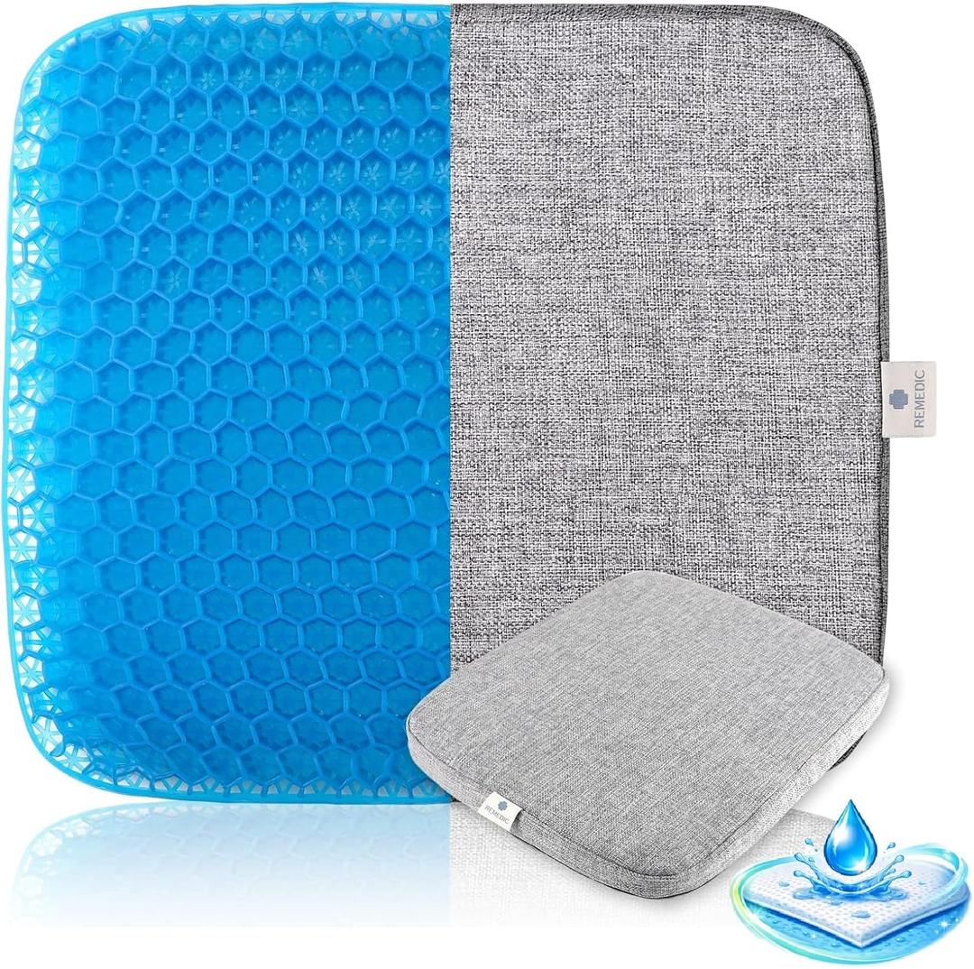 remedic Waterproof Gel Seat Cushion with Built-in Incontinence Pad Comfortable Chair Cushion for Long Sitting Absorbent, Washable, Non-Slip Support for Home, Office & Wheelchair