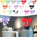 4 x Bow Lovely Drinking Straw Tips Cover Reusable Protector Topper for 0.4in Straws Silicone Cup Accessories, 10mm Straw Covers Cap (White)