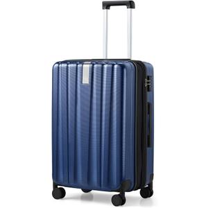 Hanke 24 Inch Expandable Checked Luggage Lightweight PC Hard Case Luggage Suitcases with Wheels Travel Luggage Rolling Large Suitcase Travel Luggage Bag for Go to University.(Dark Blue)
