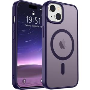 SUPFINE Magnetic for iPhone 15 Case (Compatible with MagSafe) (Military Grade Drop Protection) Slim Translucent Matte Shockproof with Anti-Fingerprint Phone Case, Dark Purple