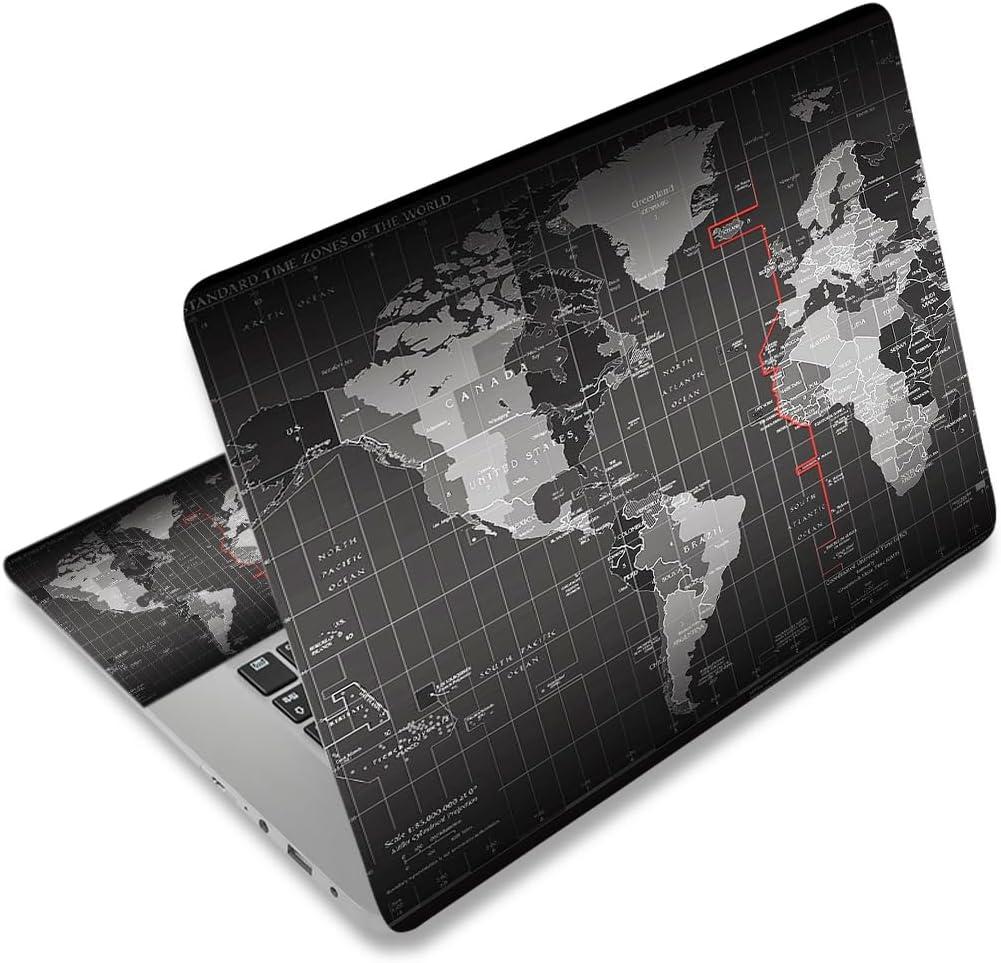 Laptop Skin Sticker Decal,12" 13" 13.3" 14" 15" 15.4" 15.6 inch Laptop Vinyl Skin Sticker Cover Art Protector Notebook PC (2 Wrist Pad Skins Included), Decorative Waterproof Removable,World Map