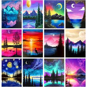 TINY FUN 12 Pack Diamond Painting Kits for Adults 5D Diamond Art Kit Paint by Number for Beginners, DIY Paint with Round Full Drill Diamonds Paintings Gem Art for Home Wall Decor Gift (12X16 Inch