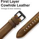 Haveda Leather Bands Compatible with Samsung Galaxy Watch 7 Band/Galaxy Watch 6 5 4 FE Band 40mm 44mm, 20mm Genuine Leather Strap Replacement for Samsung Watch 6 4 Classic/5 Pro Men, Coffee