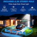102" Solar Outdoor Street Lights with Pole & Remote, Removable IP65 Waterproof LED Solar Flood Motion Post Light, Dusk to Dawn Solar Floor Lamp for House, Yard, Garden, Patio, Lawn, Garage, Driveway, 102'' Height with water filled base