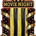 5Pcs Movie Night Porch Sign Banner with Black and Gold Foil Fringe Film Themed Backdrop VIP Entrance Photography Background Red Carpet Party Decoration for Graduation Home Outdoor Movie Party Supplies
