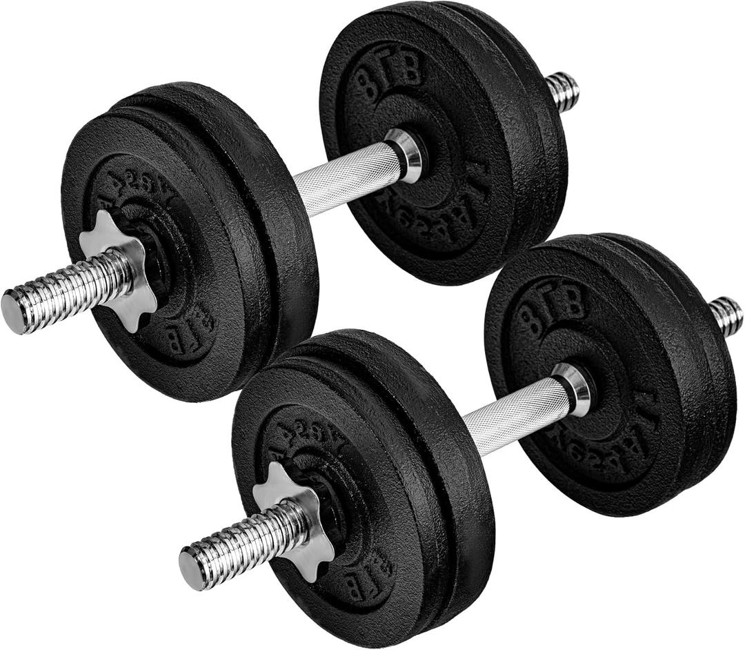 Yes4All 60lbs Pair Cast Iron Weights Adjustable Dumbbell Sets for Home Gym with Bars, Plates, Collars