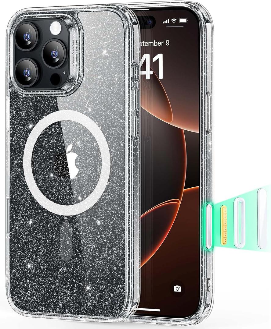 ESR for iPhone 16 Pro Case, Compatible with MagSafe, Shockproof Military-Grade Protection, Magnetic Phone Case for iPhone 16 Pro, Classic Hybrid Case (HaloLock), Clear Shimmer