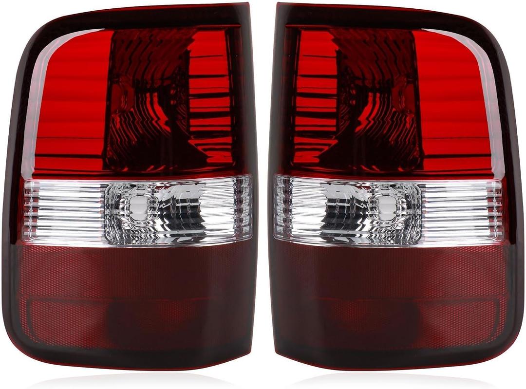 Tail Lights Compatible with 2004-2008 Ford F150 Halogen Type Smoked Red Brake Rear Lamp Taillights