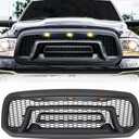 Front Grille Compatible with 2013-2018 Dodge Ram 1500, 2019-2023 Ram 1500 Classic, Bumper Grill with Amber Lights (NO "RAM" LETTER)