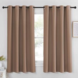 NICETOWN Blackout Curtains 63 inches Length - (Cappuccino Color) Thermal Insulated Room Darkening Drape for Villa/Apartment/Rental Room, 52 inches Wide by 63 inches Long, 1 Piece