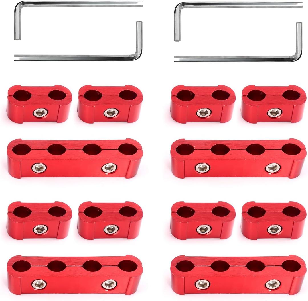 12 Piece Automotive Engine Spark Plug Wire Separator Set for 8mm 9mm 10mm Spark Plug Wire Retaining Clips - Keep your wires organized and protected! (red)