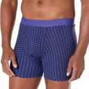 Amazon Essentials Men's Breathable Cotton Underwear Boxer Briefs, Tag-Free, Pack of 5, Black Rugby Print/Grey Heather/Royal Blue/Sky Blue Mixed Print/White, Large
