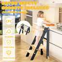 Foldable Toddler Tower, Wooden Toddler Kitchen Stool with 3 Adjustable Heights and Removable White/Blackboard, Montessori Foldable Learning Tower Kitchen Stool, Natural Wood