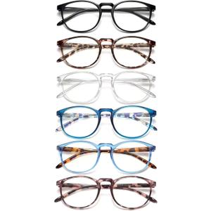 GIBLOGO Reading Glasses for Women/Men Eye Glasses Blue Light Reading Glasses Cheaters Eyeglasses (Black +2 Tortoise + 2 Blue + Clear)