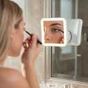 Fancii 10X Magnifying Lighted Makeup Mirror - Daylight LED Vanity Mirror - Compact, Cordless, Locking Suction, 6.5" Wide, 360 Rotation, Portable Illuminated Bathroom Mirror (Square)