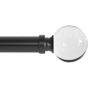 Ivilon Drapery Treatment Window Curtain Rod - Acrylic Ball 1 inch Pole. 28 to 48 Inch. Black