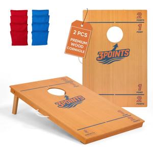 Regulation (4x2) or Tailgate (3x2) Cornhole Board Set for Adults, Premium Wooden Bean Bag Toss Game with 8 All-Weather Bean Bags, Integrated Bean Bag Storage, Foldable Legs Outdoor Game