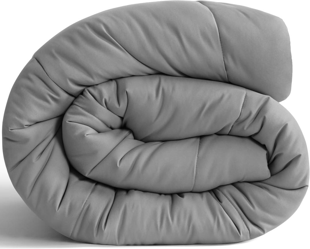 NTBAY Twin Comforter - Down Alternative Comforter Duvet Insert, All Season Bedding Quilted Duvet Insert with Corner Tabs, Machine Washable, Smoke Grey (Twin(68x90 Inch) Pack of 1)