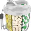 2 x Pill Organizer with 7 Compartments, Pill Box Case for Holding 7 Different Vitamins, Anti-Mix Design for Easy Medication Retrieval. Travel Pill Organizer with 20 Labels.Pill Container (Cool Gray)