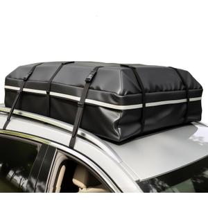Car Roof Bag, 20 Cubic Feet Rooftop Cargo Carrier, 600D Waterproof Car Top Luggage Storage Bag for All Vehicles SUV with/Without Rack, Include Anti-Slip Mat, 8 Reinforced Straps, 6 Door Hooks