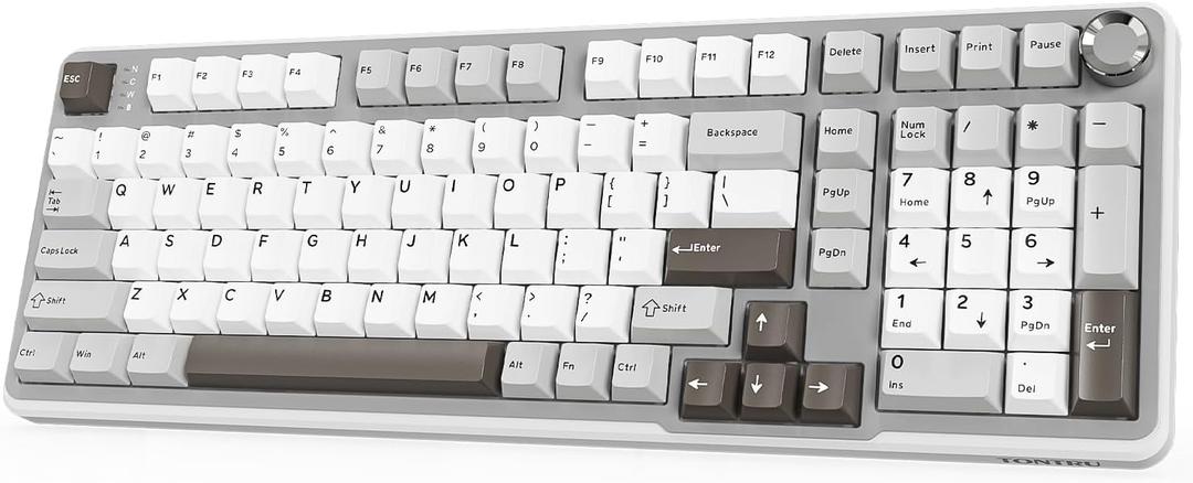 TONTRU Wireless Mechanical Gaming Keyboard, Tri-Mode Connectivity (Bluetooth 5.0/2.4GHz/USB-C), Hot-Swappable, RGB Backlit,101-Key Layout Keyboard with Volume Knob for PC, Laptop, Tablet