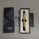 Majohn A2 Press Fountain Pen Extra Fine Nib with Box, Retractable Yellow Resin Ink Pen with Converter Writing Set (Black Clip Version