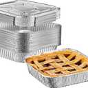 GUSTO [25 Sets 8-Inch Square Foil Pans with Lids - Disposable Food Containers, Aluminum Foil Pans For Baking, Cooking, Storing and Preparing Food (Formerly Comfy Package)