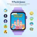 Smart Watch for Kids, 12 Puzzle Games HD Touch Screen Watches, Step Counter, Heart Rate/Sleep Monitor, Flashlight, Music Player,12/24 hr Educational Toys Birthday Gifts for Girls Ages 6-12 (Purple)