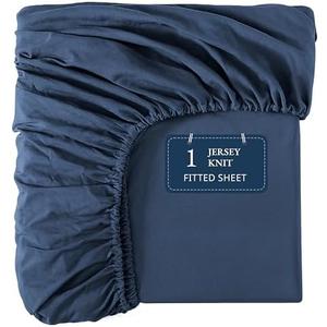 LANE LINEN Twin Fitted Sheet - 4 Way Stretch Knitted Deep Pocket Twin Bottom Sheet - Fits Upto 16" Mattress (No Flat Sheet), Durable, Wrinkle Free, Soft Microfiber - Navy