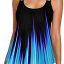 Urchics Womens 2025 Tankini Swimsuits Tummy Control Flowy Swimwear Two Piece Bathing Suits Swim Tank Top with Boyshorts (X-Large, Gradient Blue)