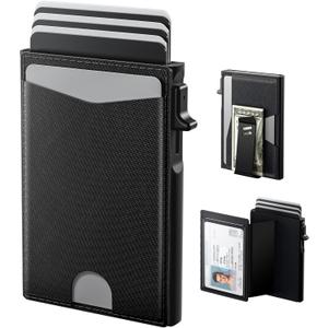 typecase Flip Pop Up Wallet for Men Card Holder: Smart Privacy & lD Display Mode, RFID Blocking, Slim Genuine Leather, Minimalist Front Pocket - 8 Cards Capacity | ID Window | Money Clip (Black)