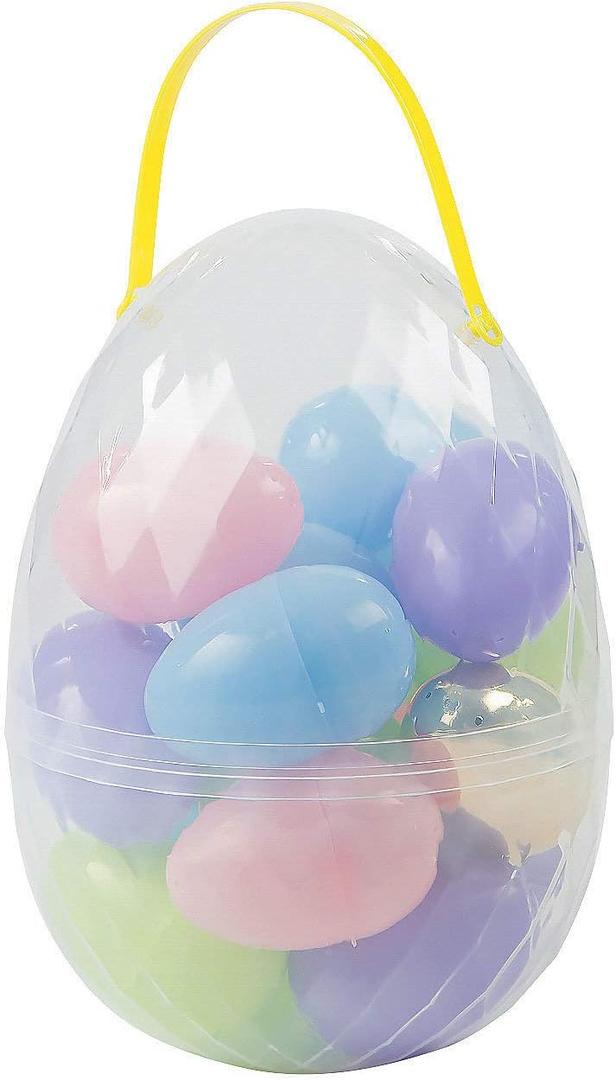 Large Easter Egg Container Filled with 17 Plastic Easter Eggs - Easter Supplies and Decor